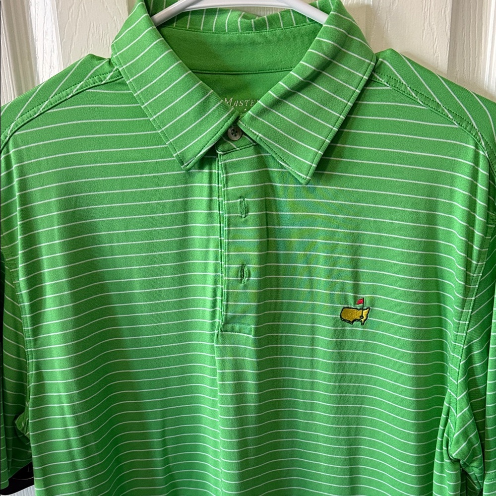 Green Striped Polo Shirt with Embroidered Logo